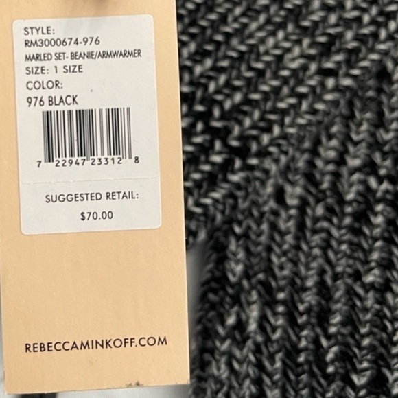 Rebecca Minkoff NWT Black White Beanie-Style Arm Warmers / Cuffs Fall Winter - Picture 4 of 5